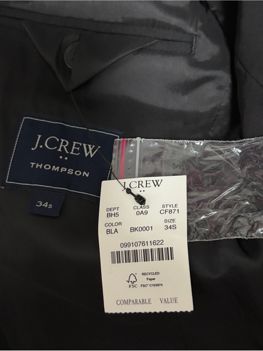 NWT J. Crew Slim-fit Thompson worsted wool suit jacket in 34 Slim/XS - Picture 7 of 10